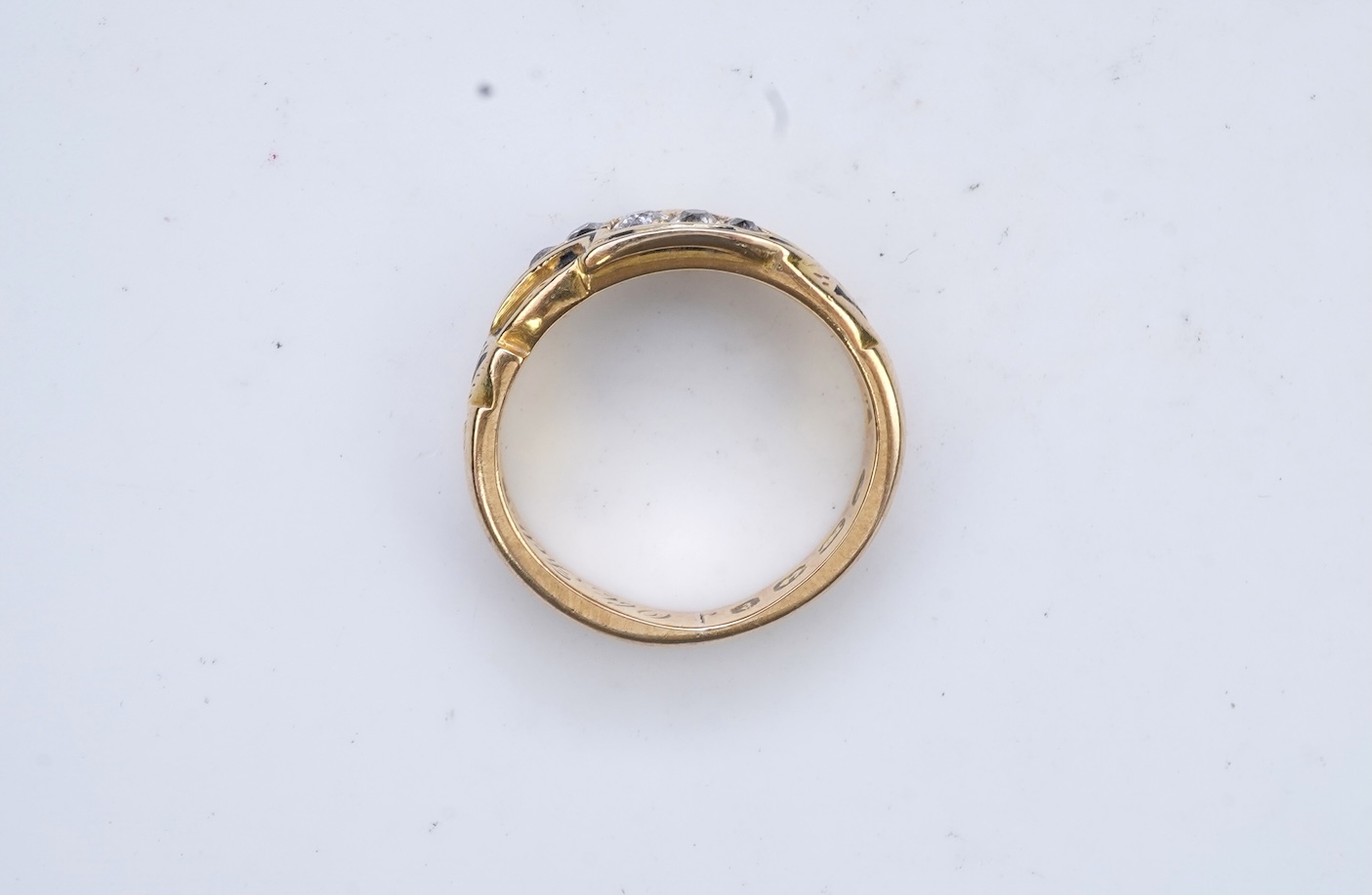 A Victorian enamel and diamond mourning ring, circa 1872